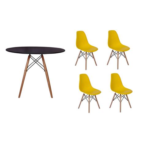 Kit Mesa Jantar Eiffel 100cm Preta + 04 Cadeiras Charles Eames - Amarela - Magazine decor é boa?
