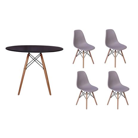 Kit Mesa Jantar Eiffel 100cm Preta + 04 Cadeiras Charles Eames - Cinza - Magazine decor é ruim? Kit Mesa Jantar Eiffel 100cm Preta + 04 Cadeiras Charles Eames - Cinza - Magazine decor é boa?