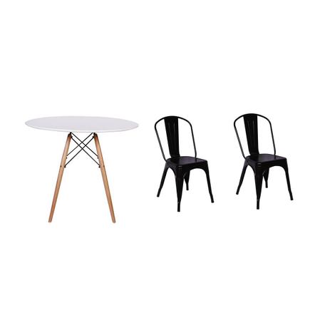 Kit Mesa Jantar Eiffel 80cm Branca + 02 Cadeiras Tolix - Preta - Magazine decor é boa?