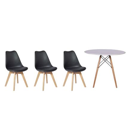 Kit Mesa Jantar Eiffel 80cm Branca + 03 Cadeiras Leda - Preta - Magazine decor Menor preço em Kit Mesa Jantar Eiffel 80cm Branca + 03 Cadeiras Leda - Preta - Magazine decor