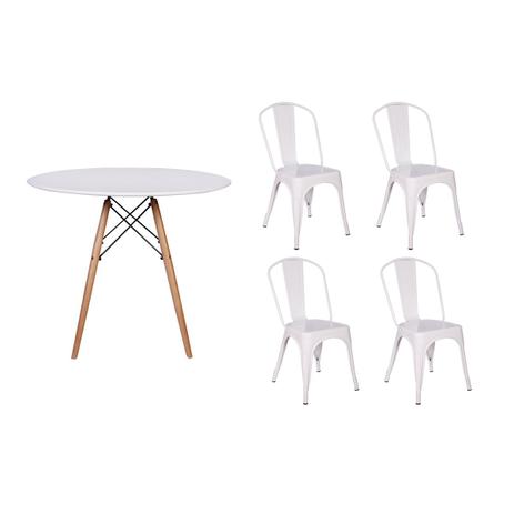 Kit Mesa Jantar Eiffel 80cm Branca + 04 Cadeiras Tolix - Branca - Magazine decor é ruim? Kit Mesa Jantar Eiffel 80cm Branca + 04 Cadeiras Tolix - Branca - Magazine decor é boa?
