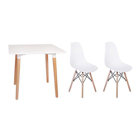 Kit Mesa Jantar Eiffel 80x80 Branca + 02 Cadeiras Charles Eames - Branca - Magazine Decor Menor preço em Kit Mesa Jantar Eiffel 80x80 Branca + 02 Cadeiras Charles Eames - Branca - Magazine Decor
