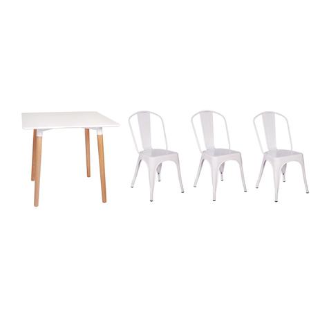 Kit Mesa Jantar Eiffel 80x80 Branca + 03 Cadeiras Tolix - Branca - Magazine decor é boa?