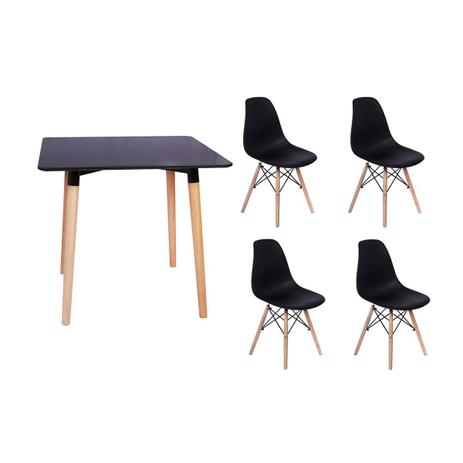 Kit Mesa Jantar Eiffel 80x80 Preta + 04 Cadeiras Charles Eames Eiffel - Preta - Magazine Decor Menor preço em Kit Mesa Jantar Eiffel 80x80 Preta + 04 Cadeiras Charles Eames Eiffel - Preta - Magazine Decor