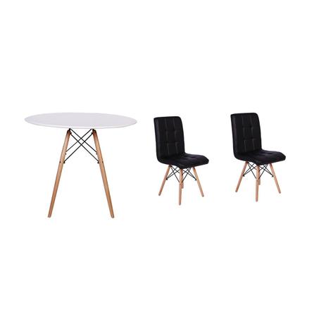Kit Mesa Jantar Eiffel 90cm Branca + 02 Cadeiras Gomos - Preta - Magazine decor é boa?