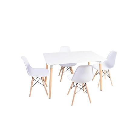 Kit Mesa Jantar Retangular Eiffel 120x80cm Branca + 4 Cadeiras Eames Eiffel Branca - Império Brazil Business Menor preço em Kit Mesa Jantar Retangular Eiffel 120x80cm Branca + 4 Cadeiras Eames Eiffel Branca - Império Brazil Business