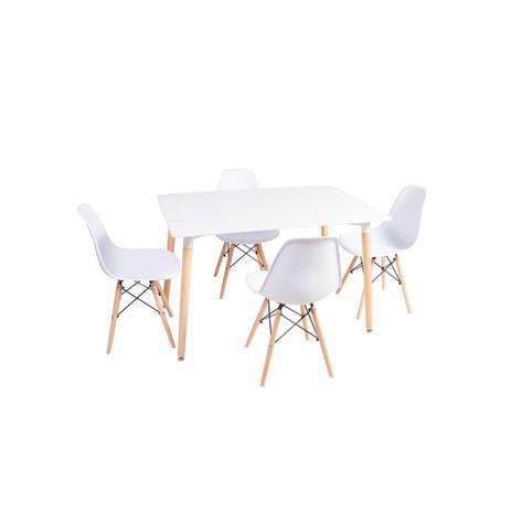 Kit Mesa Jantar Retangular Eiffel 120x80cm Branca + 4 Cadeiras Eames Eiffel Branca - Magazine decor Menor preço em Kit Mesa Jantar Retangular Eiffel 120x80cm Branca + 4 Cadeiras Eames Eiffel Branca - Magazine decor