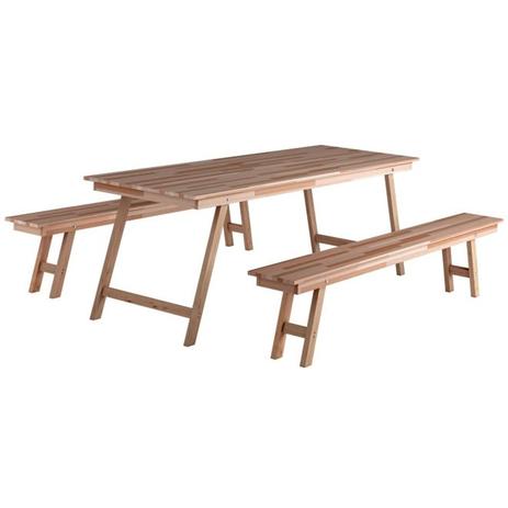 Kit Mesa Para Churrasco Com 02 Bancos Dobráveis Em Madeira Maciça - Madebal Menor preço em Kit Mesa Para Churrasco Com 02 Bancos Dobráveis Em Madeira Maciça - Madebal