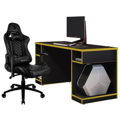 Kit Mesa Para PC Gamer Destiny Preto Amarelo com Cadeira Gamer TGC12 ThunderX3 Preto - Lyam Decor Menor preço em Kit Mesa Para PC Gamer Destiny Preto Amarelo com Cadeira Gamer TGC12 ThunderX3 Preto - Lyam Decor