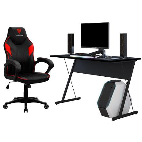 Kit Mesa Para PC Gamer Kombat Preto com Cadeira Gamer EC1 ThunderX3 Preto Vermelho - Lyam Decor - Lymdecor Menor preço em Kit Mesa Para PC Gamer Kombat Preto com Cadeira Gamer EC1 ThunderX3 Preto Vermelho - Lyam Decor - Lymdecor