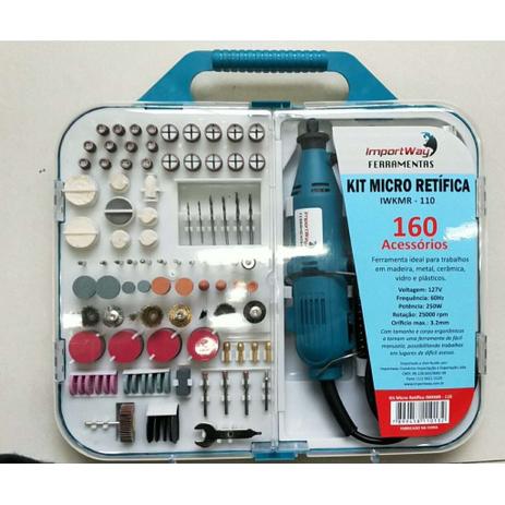 Kit Micro Retifica 160 Peças Potente 250w 25000rpm Estojo ImportWay Menor preço em Kit Micro Retifica 160 Peças Potente 250w 25000rpm Estojo ImportWay