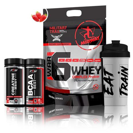 Kit Midway - War 6 907g + Bcaa Best + Creatina Best + Coq SC - Midway labs Menor preço em Kit Midway - War 6 907g + Bcaa Best + Creatina Best + Coq SC - Midway labs