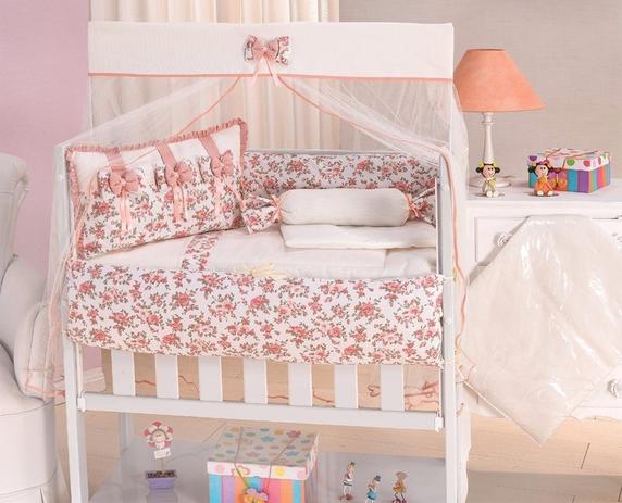 Kit Mini Berço 10 Peças- Floral Luxo - Mariana baby confecções Menor preço em Kit Mini Berço 10 Peças- Floral Luxo - Mariana baby confecções
