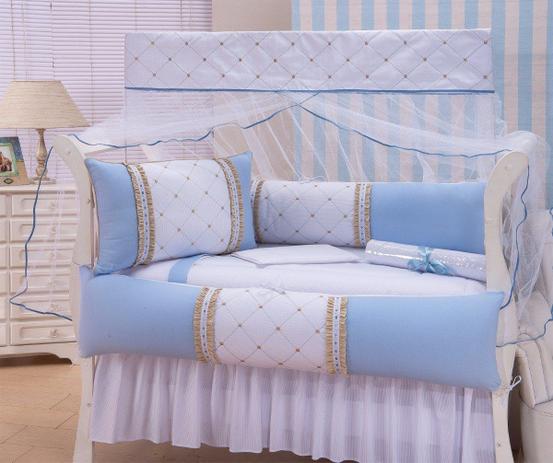 Kit Mini Berço 11 Peças Com Saia - Mosaico Azul - Mariana baby confecções Menor preço em Kit Mini Berço 11 Peças Com Saia - Mosaico Azul - Mariana baby confecções