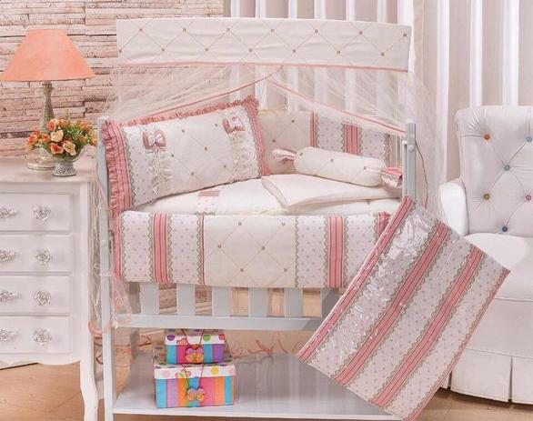 Kit Mini Berço 12 Peças Com Saia E Almofada - Essencial - Mariana baby confecções Menor preço em Kit Mini Berço 12 Peças Com Saia E Almofada - Essencial - Mariana baby confecções