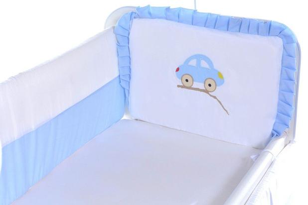 Menor preço em Kit Mini Berço Carinhoso Carrinho Azul 9 Peças - Bebê enxovais