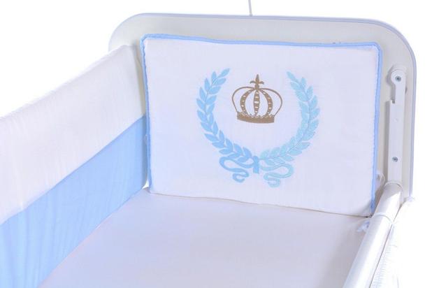 Kit Mini Berço Carinhoso Coroa Branco com Azul Bebê 9 Peças - Bebê enxovais Menor preço em Kit Mini Berço Carinhoso Coroa Branco com Azul Bebê 9 Peças - Bebê enxovais