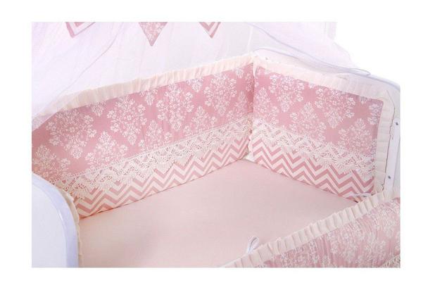 Kit Mini Berço Chevron Luna Rosa 7 Peças - Bebê enxovais Menor preço em Kit Mini Berço Chevron Luna Rosa 7 Peças - Bebê enxovais