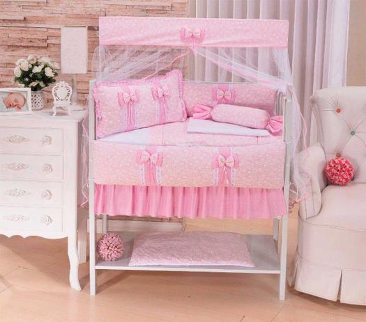 Kit Mini Berço Doce Encanto Rosa 10 Peças Menina - Marias enxoval Menor preço em Kit Mini Berço Doce Encanto Rosa 10 Peças Menina - Marias enxoval