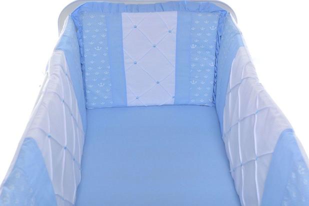 Kit Mini Berço Matelado Azul 7 Peças - Bebê enxovais Menor preço em Kit Mini Berço Matelado Azul 7 Peças - Bebê enxovais