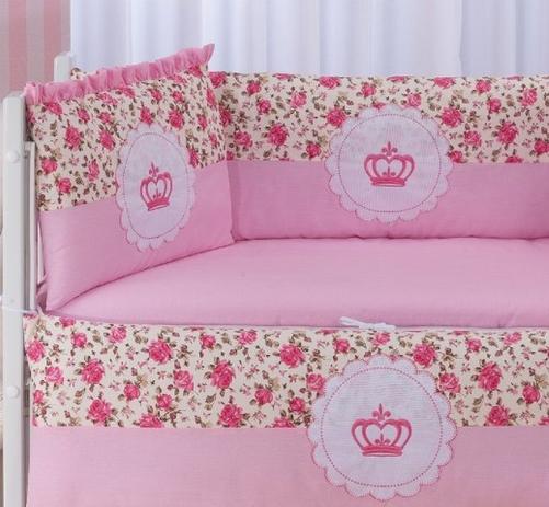 Kit Mini Berço Menina Guirlanda Rosa 6 Peças - Imperial baby Menor preço em Kit Mini Berço Menina Guirlanda Rosa 6 Peças - Imperial baby