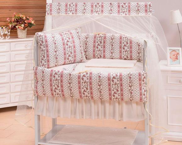 Kit Mini Berço Menina Rosas 10 Peças - Marias enxoval Menor preço em Kit Mini Berço Menina Rosas 10 Peças - Marias enxoval