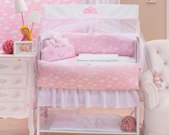 Kit Mini Berço Nuvem Rosa 10 Peças Menina - Marias enxoval Menor preço em Kit Mini Berço Nuvem Rosa 10 Peças Menina - Marias enxoval