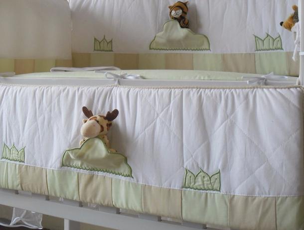 Kit Mini Berço Safári Branco com Verde 7 Peças - Bebê Enxovais Menor preço em Kit Mini Berço Safári Branco com Verde 7 Peças - Bebê Enxovais