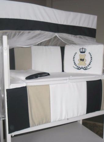Kit Mini Berço Urso Rei Branco com Azul 9 Peças - Bebê enxovais Menor preço em Kit Mini Berço Urso Rei Branco com Azul 9 Peças - Bebê enxovais