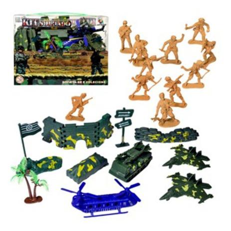 Kit Mini Soldado com Helicóptero com Maleta Acessórios - Art brink Menor preço em Kit Mini Soldado com Helicóptero com Maleta Acessórios - Art brink
