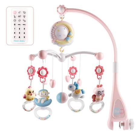 Kit Móbile Giratório Musical com Controle Remoto Chocalho e Iluminação Berço de Bebê Rosa - Krillmall Menor preço em Kit Móbile Giratório Musical com Controle Remoto Chocalho e Iluminação Berço de Bebê Rosa - Krillmall