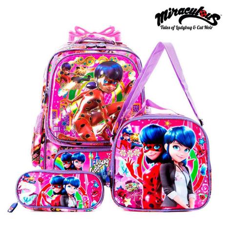 Kit Mochila 3d Infantil Escolar Miraculous Com Rodinhas - Outras marcas Menor preço em Kit Mochila 3d Infantil Escolar Miraculous Com Rodinhas - Outras marcas