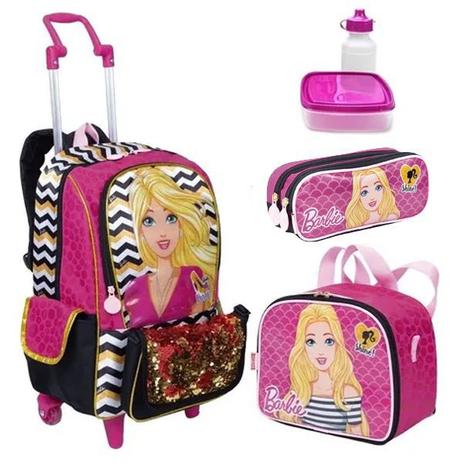 Kit Mochila Barbie Bolsinha 19z Rodinhas G E Alças 2 em 1 Escolar Infantil Meninas - Sestini Menor preço em Kit Mochila Barbie Bolsinha 19z Rodinhas G E Alças 2 em 1 Escolar Infantil Meninas - Sestini