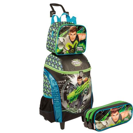 Kit Mochila c/rodinhas Grande Max Steel Lancheira e Estojo Sestini Menor preço em Kit Mochila c/rodinhas Grande Max Steel Lancheira e Estojo Sestini
