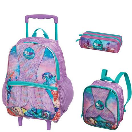 Kit Mochila com Rodinhas Pack Me Mermaid com Lancheira e Estojo - Pacific Menor preço em Kit Mochila com Rodinhas Pack Me Mermaid com Lancheira e Estojo - Pacific