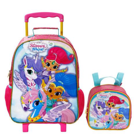 Kit Mochila com Rodinhas Shimmer Shine com Lancheira - Hello kitty Menor preço em Kit Mochila com Rodinhas Shimmer Shine com Lancheira - Hello kitty