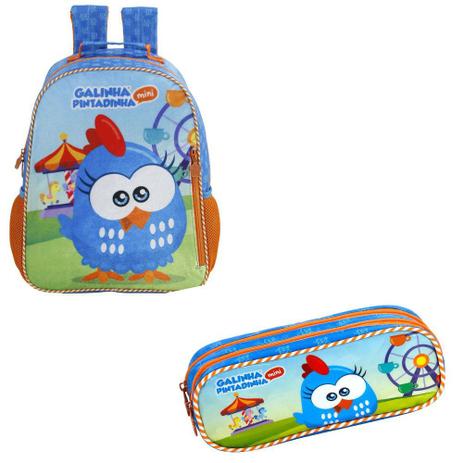 Menor preço em Kit Mochila Costas 16+Estojo Galinha Pintadinha Mini Festa - Xeryus