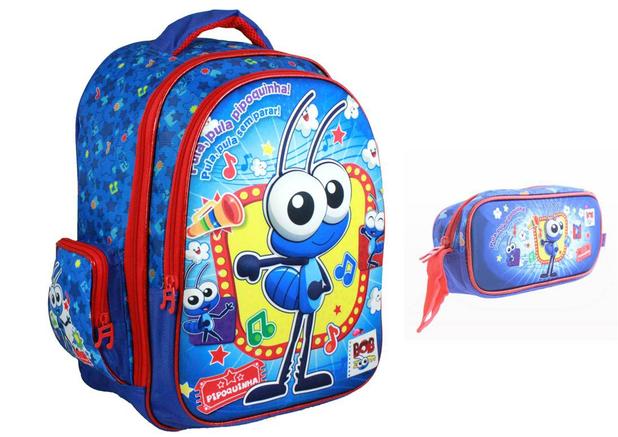 Kit Mochila Costas + Estojo Bob Zoom Pipoquinha BZ7146J - Azul e Vermelho Menor preço em Kit Mochila Costas + Estojo Bob Zoom Pipoquinha BZ7146J - Azul e Vermelho