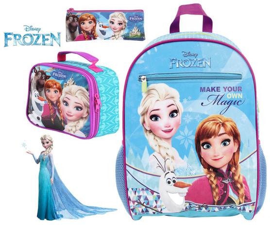 Kit Mochila Escolar Frozen Infantil Menina Resistente Estojo Lancheira Dermiwil Menor preço em Kit Mochila Escolar Frozen Infantil Menina Resistente Estojo Lancheira Dermiwil