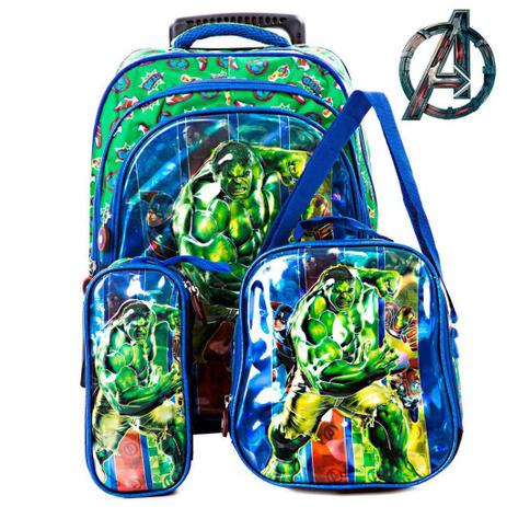 Kit Mochila Escolar Infantil 3d Hulk Com Rodinhas Menor preço em Kit Mochila Escolar Infantil 3d Hulk Com Rodinhas