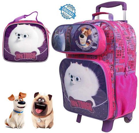 Kit Mochila Escolar Infantil Carrinho Rodinha Pets Pratic Menina Lancheira Térmica Dermiwil Menor preço em Kit Mochila Escolar Infantil Carrinho Rodinha Pets Pratic Menina Lancheira Térmica Dermiwil