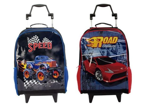 Kit Mochila Escolar Infantil de Rodinha com 2 peças - Monster Jam e Carro  de Corrida - VIABAGS - Material Escolar - Magazine Luiza