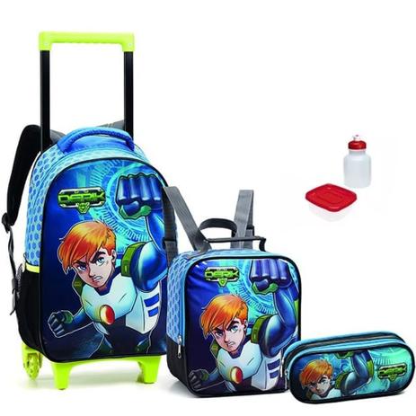 Kit Mochila Escolar Infantil Meninos 2 em 1 Tam G Rodinhas Alças - Seanite Menor preço em Kit Mochila Escolar Infantil Meninos 2 em 1 Tam G Rodinhas Alças - Seanite