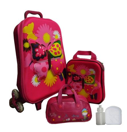 Kit Mochila Feminina Borboleta Rodinhas Infantil Estilo Barbie - Outros Menor preço em Kit Mochila Feminina Borboleta Rodinhas Infantil Estilo Barbie - Outros