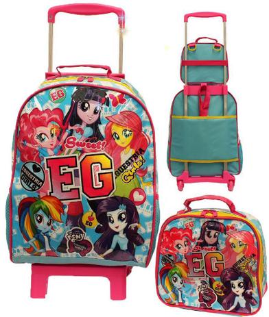 Kit Mochila G Escolar Infantil Carrinho + Lancheira Térmica Equestria Girls Menor preço em Kit Mochila G Escolar Infantil Carrinho + Lancheira Térmica Equestria Girls