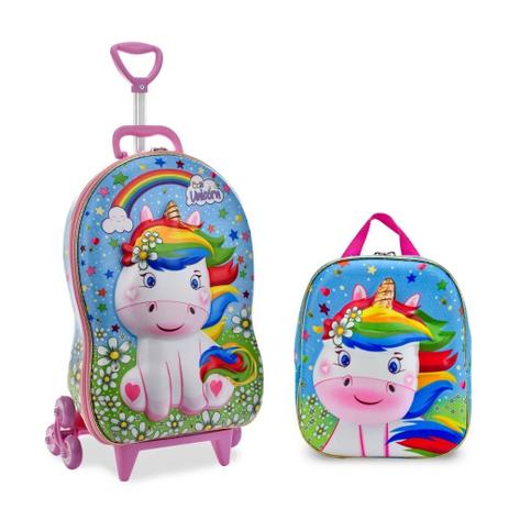 mochila de rodinha de unicórnio