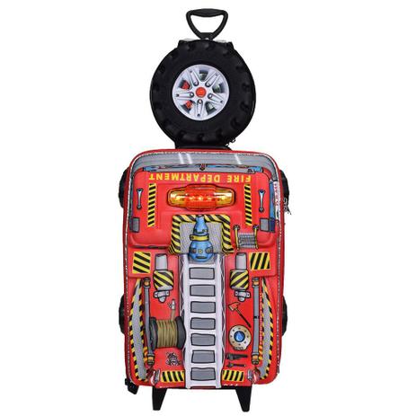 Kit Mochila Infantil 3D + Lancheira - Bombeiro Chrome Wheels - Diplomata |  Menor preço com cupom