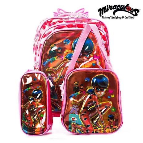 Kit Mochila Infantil Escolar 3d Miraculous Com Rodinhas - Mochila escolar Menor preço em Kit Mochila Infantil Escolar 3d Miraculous Com Rodinhas - Mochila escolar
