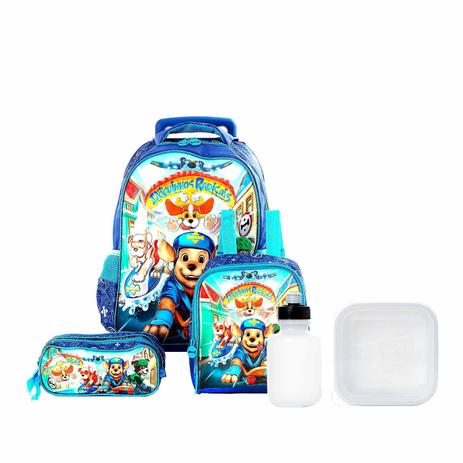 Menor preço em Kit Mochila Infantil Escolar Doguinhos Radicais Com Rodinha - Mochila escolar