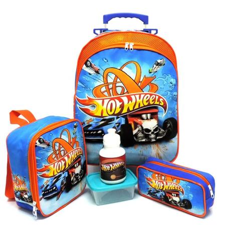 Kit Mochila Infantil Escolar Hot Wheels Rodinhas Tam G F5 - proprio Menor preço em Kit Mochila Infantil Escolar Hot Wheels Rodinhas Tam G F5 - proprio